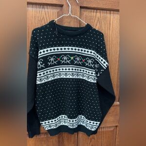 Black and White Patterned Men's Sweater